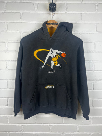 Vintage 90s And 1 Basketball Embroidered Graphic Hooded Sweatshirt Size Youth L