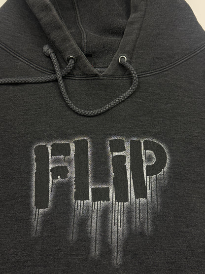 Vintage Y2K Flip Skateboard Spell Out Grafitti Drip Graphic Skateboard Hooded Sweatshirt Size L