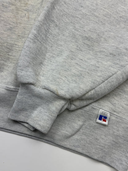 Vintage 90s Russell Athletic Cropped Boxy Fit Blank Crewneck Sweatshirt Size M Heather Gray