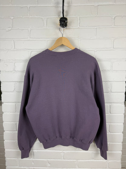 Russell Athletic Cropped Boxy Fit Blank Crewneck Sweatshirt Size L Violet Purple