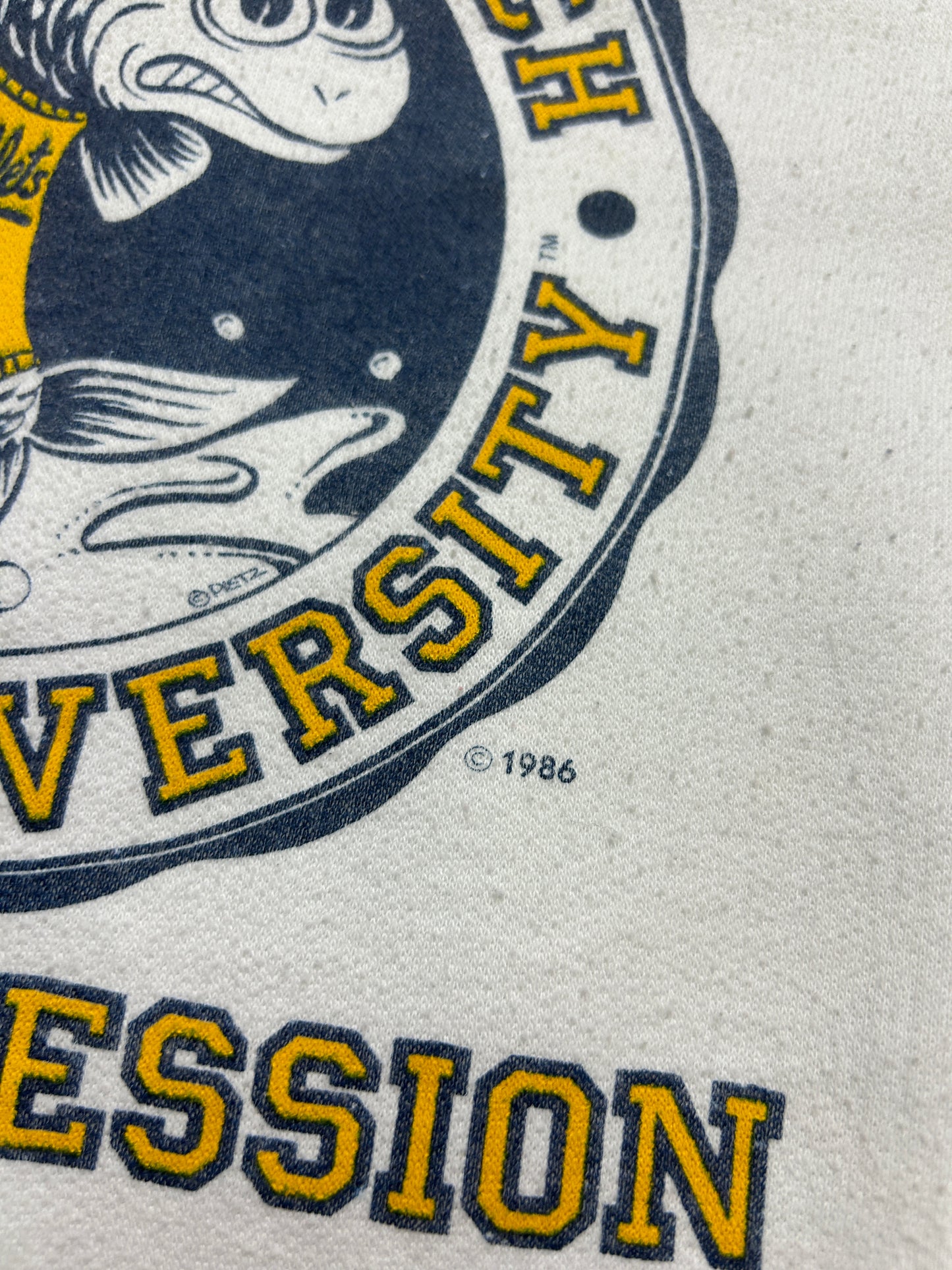 Vintage 1986 Myrtle Beach State University Mullets Crest Pulp Fiction Sweatshirt Size L 80s