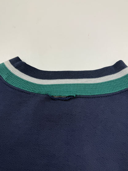 Vintage 90s Blank Striped Cuffs Navy Blue Crewneck Sweatshirt Size XL
