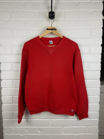 Vintage 80s/90s Russell Athletic Cropped Boxy Fit Blank Crewneck Sweatshirt Size M Red