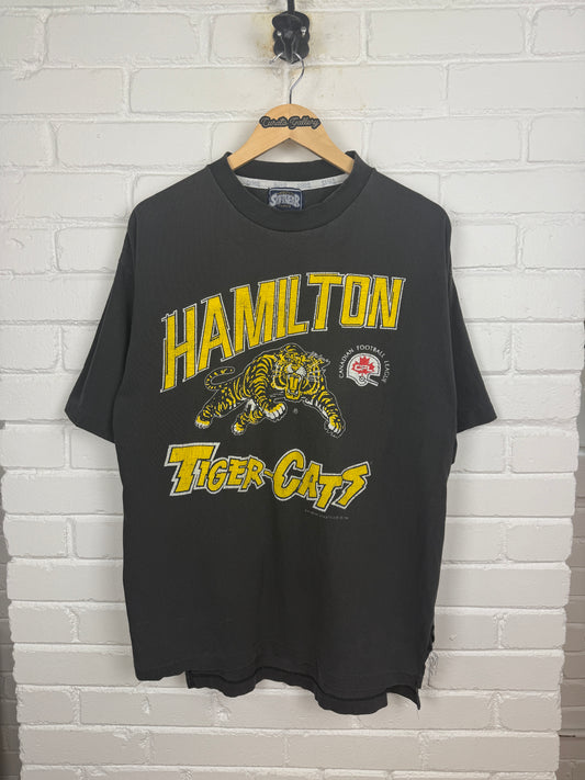 Vintage 1992 Hamilton Tiger-Cats CFL Football Graphic T Shirt Size L 90s