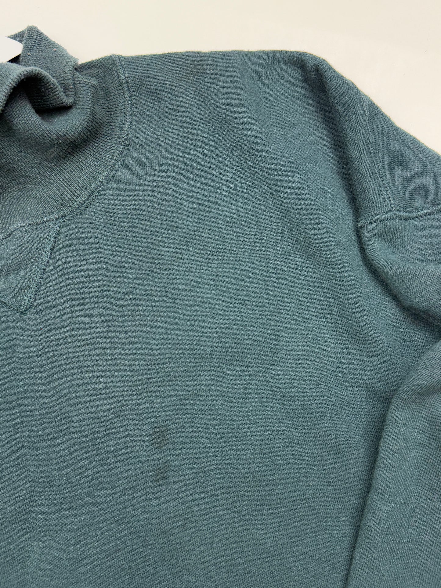 Vintage 90s Russell Athletic Boxy Fit Blank Turtleneck Sweatshirt Size XL Dark Blue Green