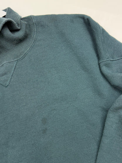 Vintage 90s Russell Athletic Boxy Fit Blank Turtleneck Sweatshirt Size XL Dark Blue Green