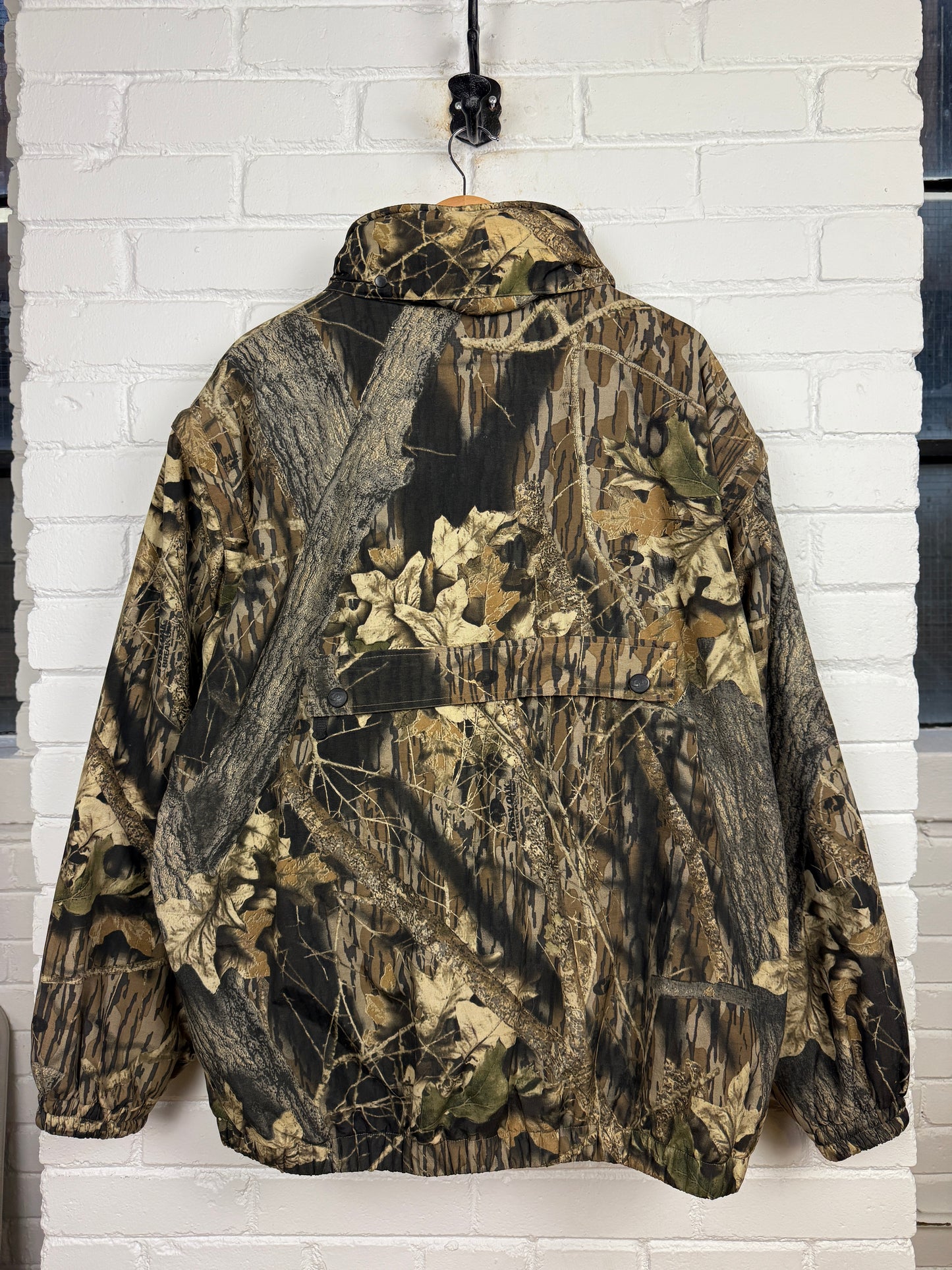 Vintage Mossy Oak Break Up Tree Camo Nylon Fleece Reversible Convertible Vest Jacket Size XXL