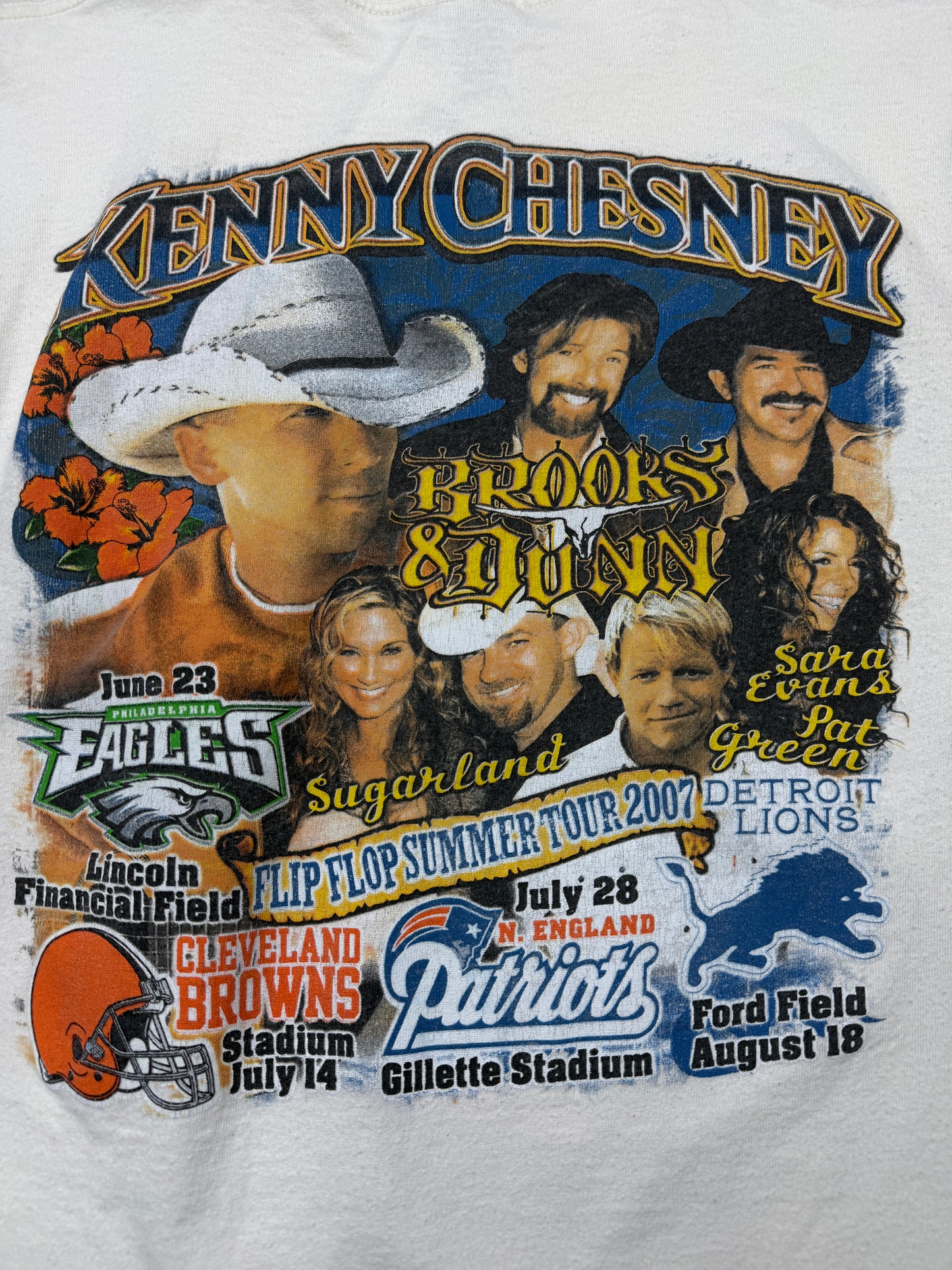 2007 Kenny Chesney Flip Flop Summer Tour Brooks & Dunn Music Band Tee Shirt Size S