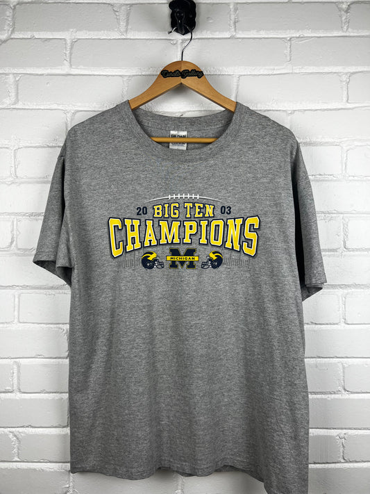 Vintage 2003 Michigan Wolverines Big Ten Champions Football NCAA T Shirt Size L