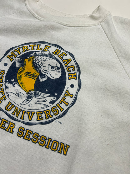 Vintage 1986 Myrtle Beach State University Mullets Crest Pulp Fiction Sweatshirt Size L 80s