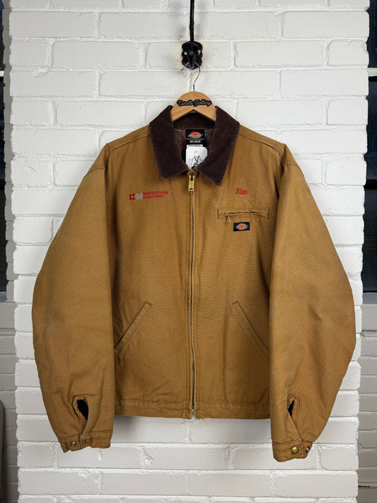 Vintage Dickies Blanket Lined Canvas Work Wear Detroit Style Cord Collar Jacket Size XL