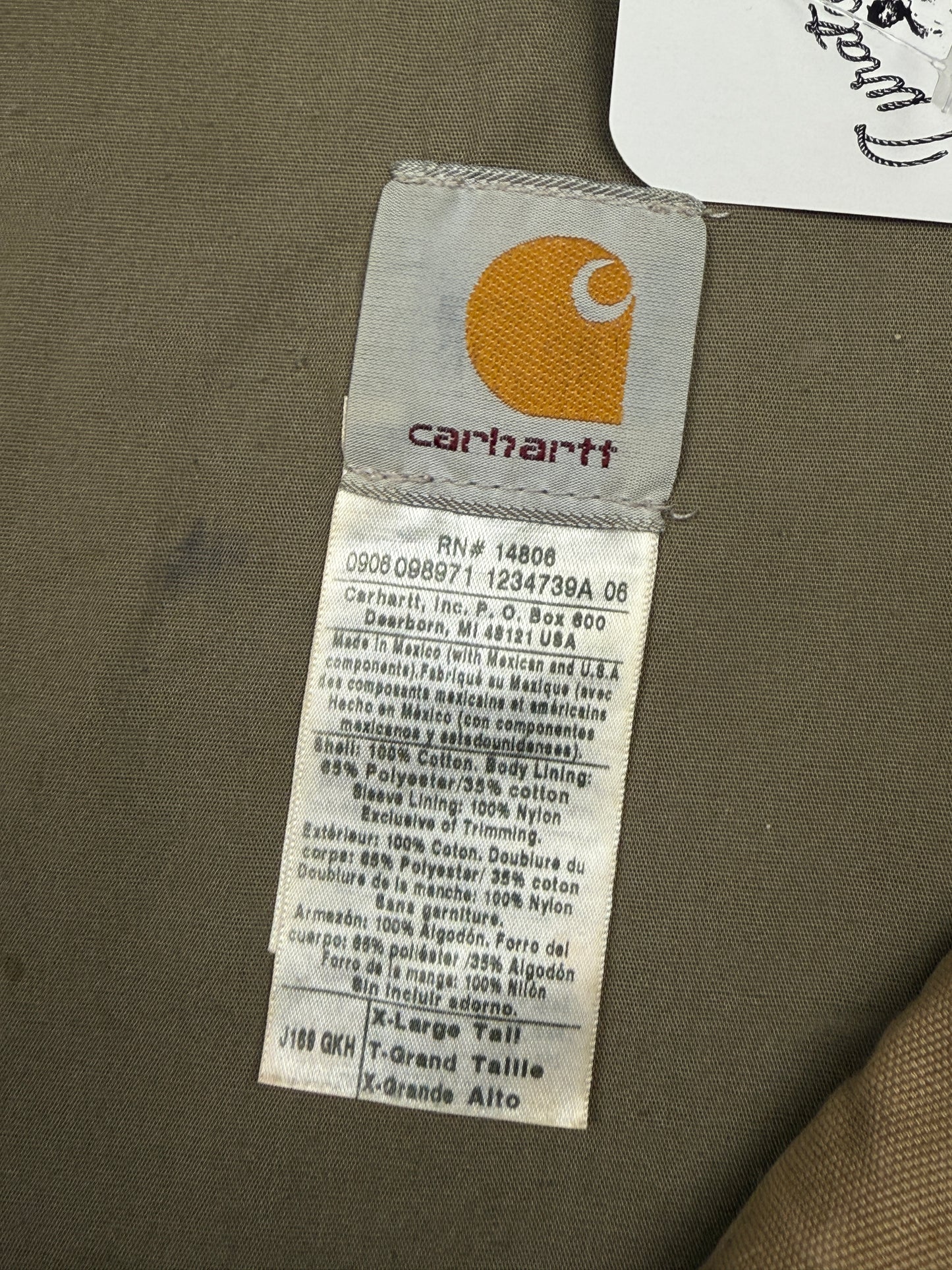 Carhartt Work Wear Canvas Light Harrington Style Jacket Size XL Tall J169
