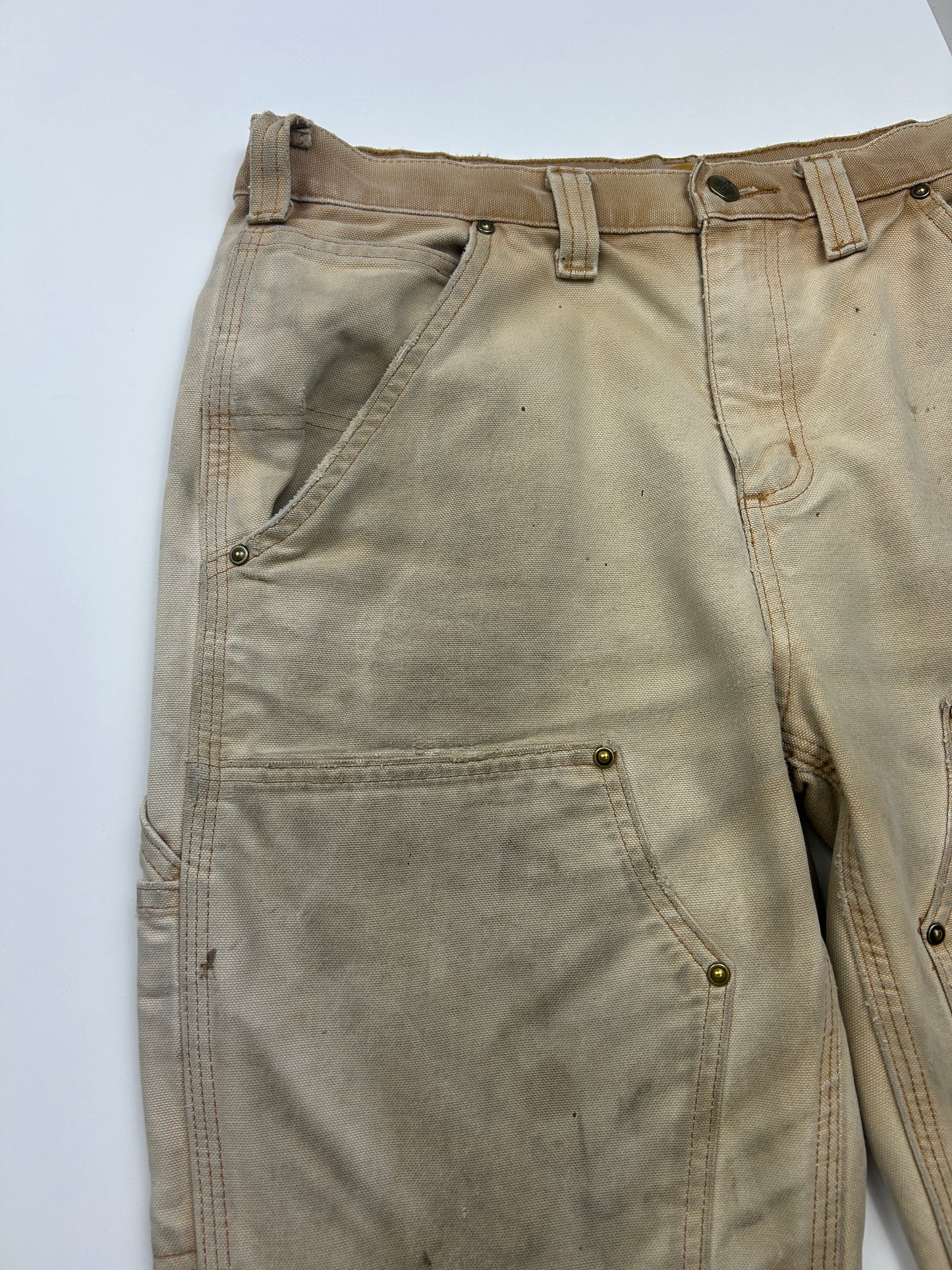 Carhartt Canvas Work-Wear Double Knees Relaxed Fit Pants Size 32W Beige