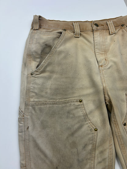 Carhartt Canvas Work-Wear Double Knees Relaxed Fit Pants Size 32W Beige