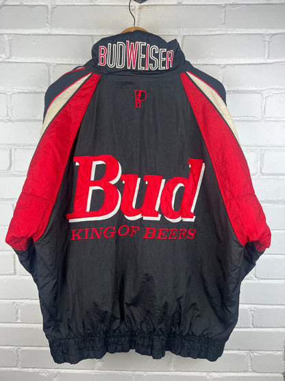 Vintage 90s Budweiser King Of Beers Embroidered Insulated Pro Player Jacket Size L