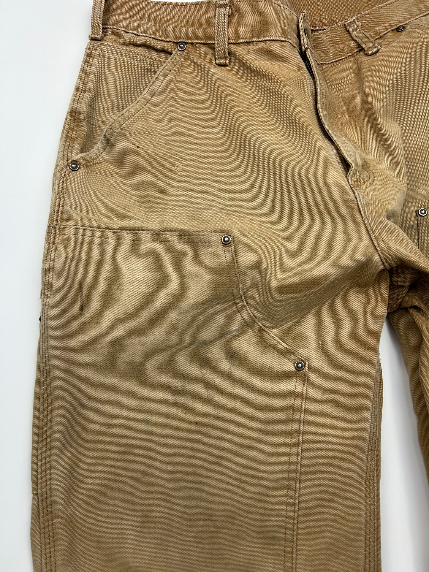 Carhartt Canvas Work-Wear Double Knee Loose Original Fit Pants Size 32W Beige