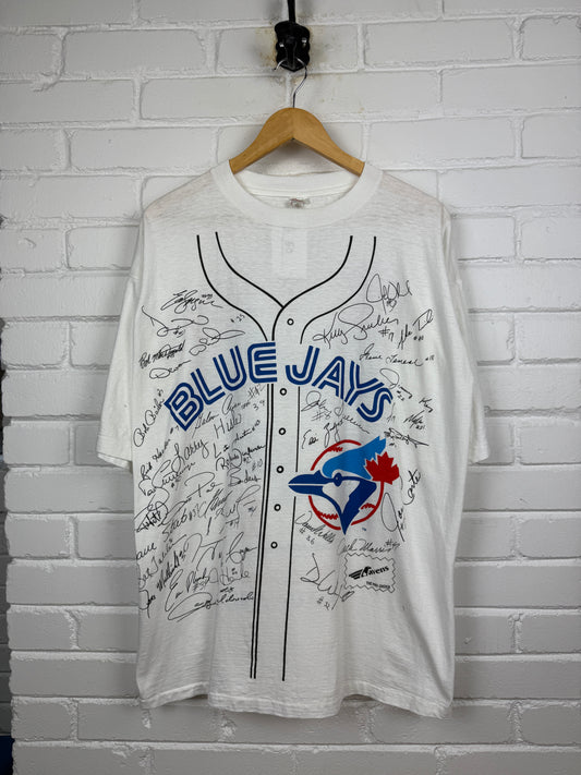 Vintage 1992 Toronto Blue Jays Home Opener Skydome MLB Baseball Signatures T Shirt Size XL
