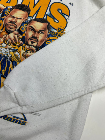 Vintage 1995 St Louis Rams Wrecking Crew Bettis Gilbert Caricature NFL Sweatshirt Size L 90s