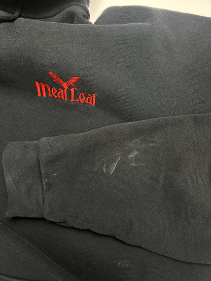Vintage 90s Meatloaf Bat Embroidered Band Music Hooded Sweatshirt Size XL
