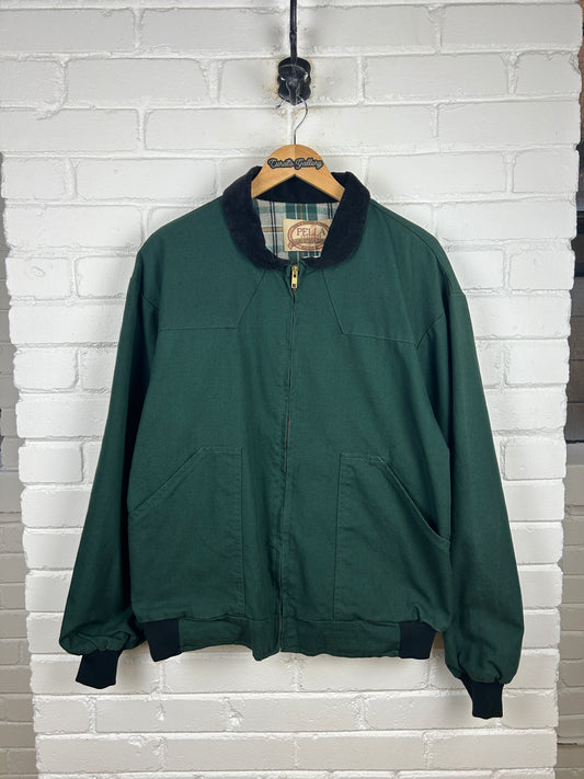 Vintage 90s Pella Rugged Outdoor Plaid Lined Canvas Western Bomber Jacket Size XL