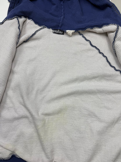 Vintage 80s Poplar Thermal Lined Blank Full Zip Hooded Sweatshirt Size XS