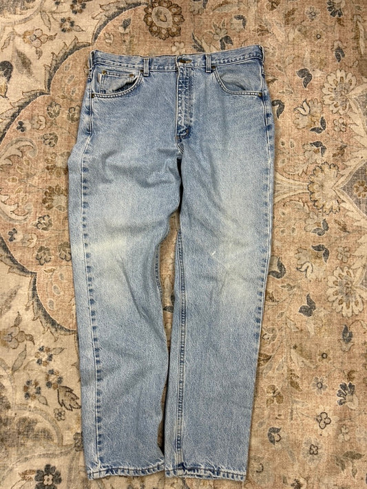 Carhartt Denim Work Wear Traditional Fit Light Stone Wash Pants Size 36W