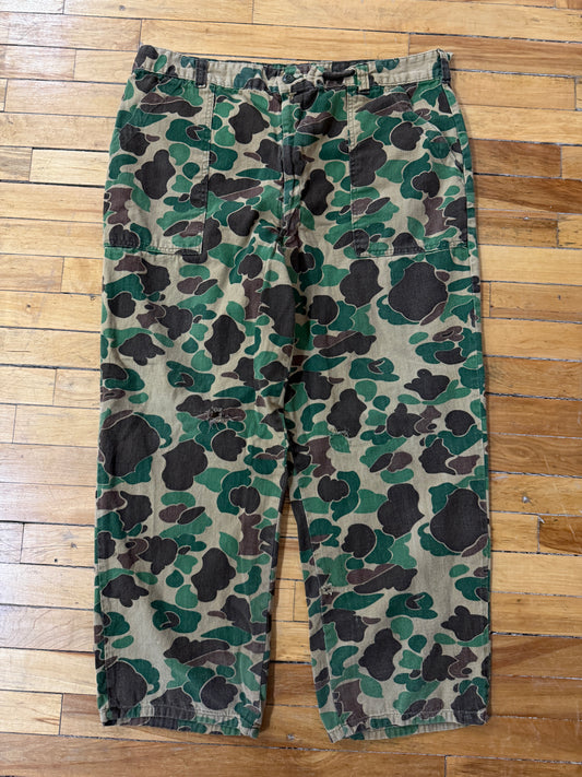 Vintage 70s/80s Military Fatigue 107 Duck Camo Hunter Light Weight Pant Size 40W