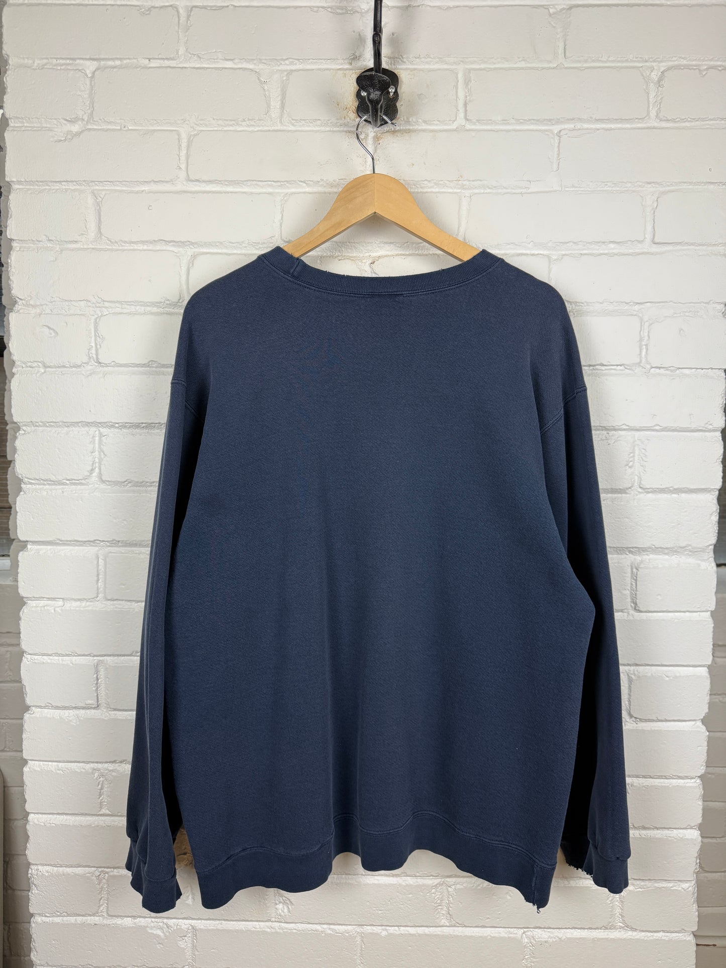 Vintage 90s Nike Embroidered Mini Swoosh Crewneck Sweatshirt Size XL Navy Blue