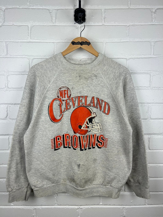 Vintage 80s/90s Cleveland Browns Big Graphic Puff Print NFL Sweatshirt Size L