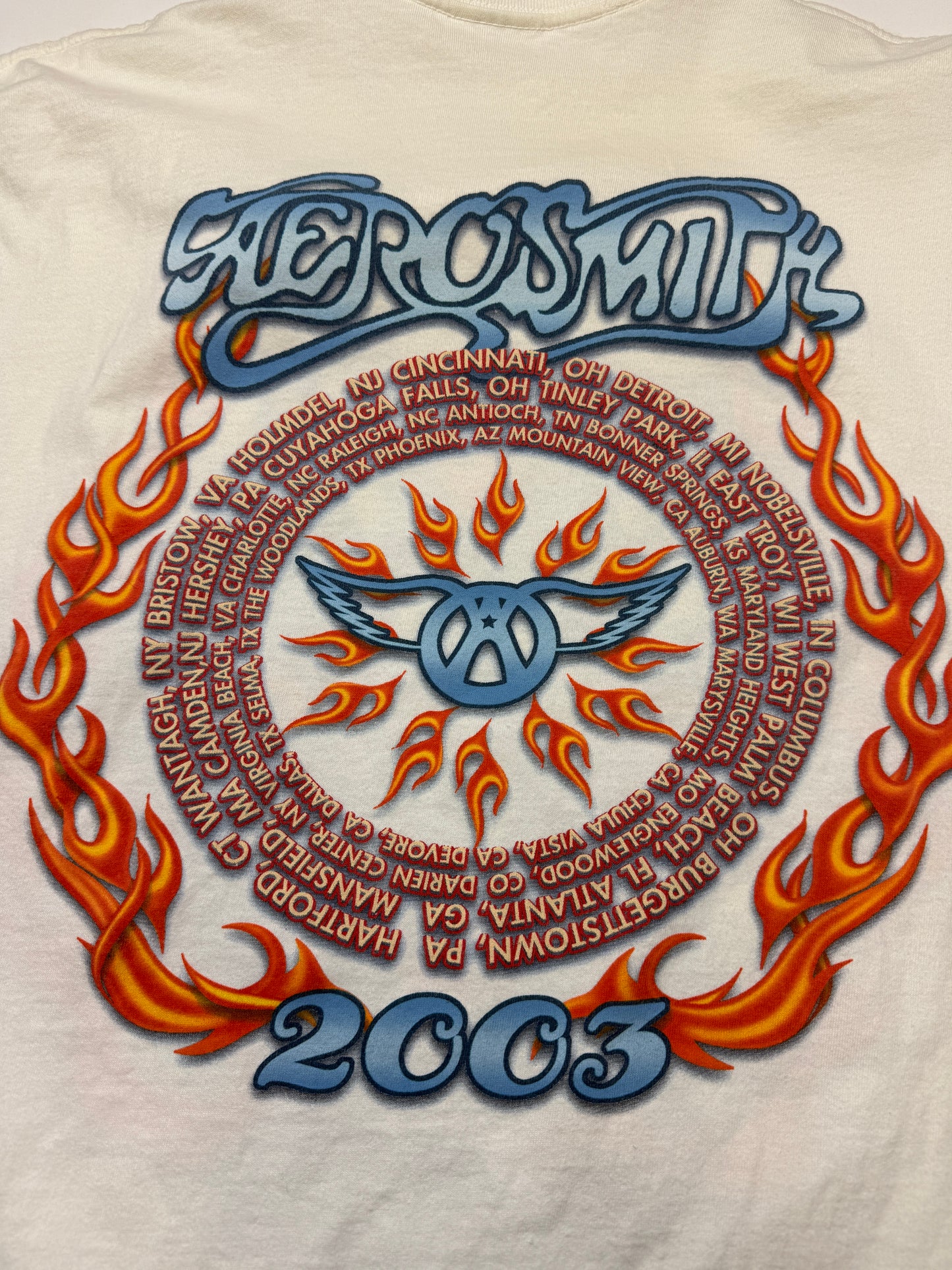 Vintage 2003 Aerosmith Rock And Roll Flames Tour Band T Shirt Size XL