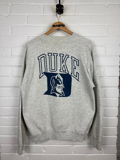 Vintage 90s Duke Blue Devils NCAA Collegiate Crest Front & Back Graphic Sweatshirt Size XL