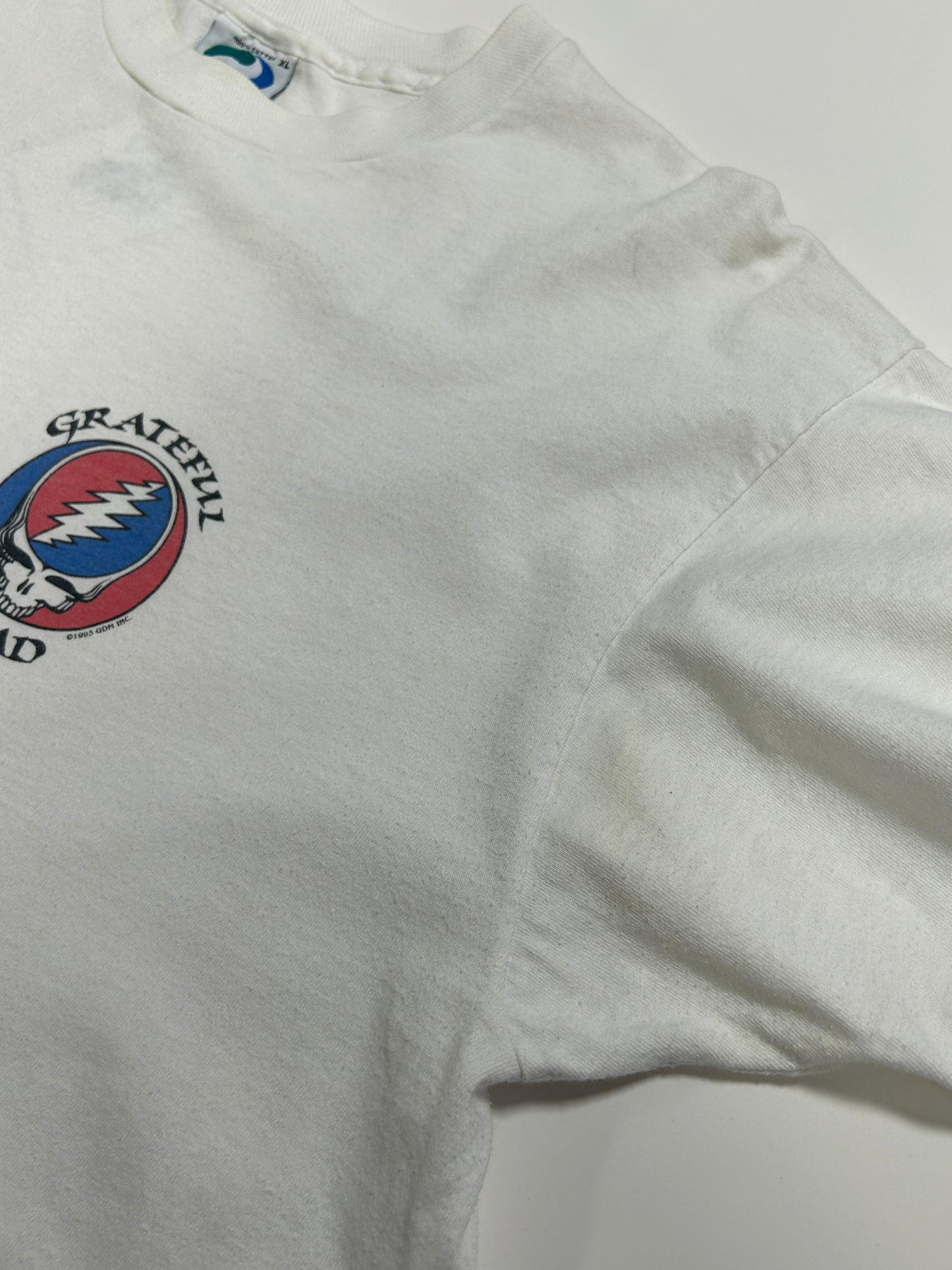 Vintage 1993 Grateful Dead Stealie Skull Liquid Blue Band Music T-Shirt Size XL 90s