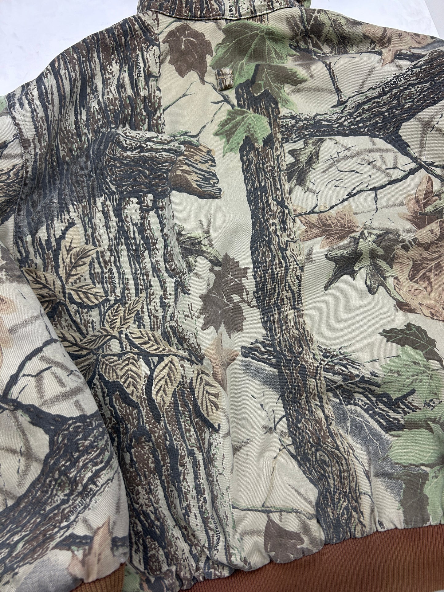 Vintage 90s Commander Real Tree Camo Insulated Hooded Cropped Bomber Jacket Size M