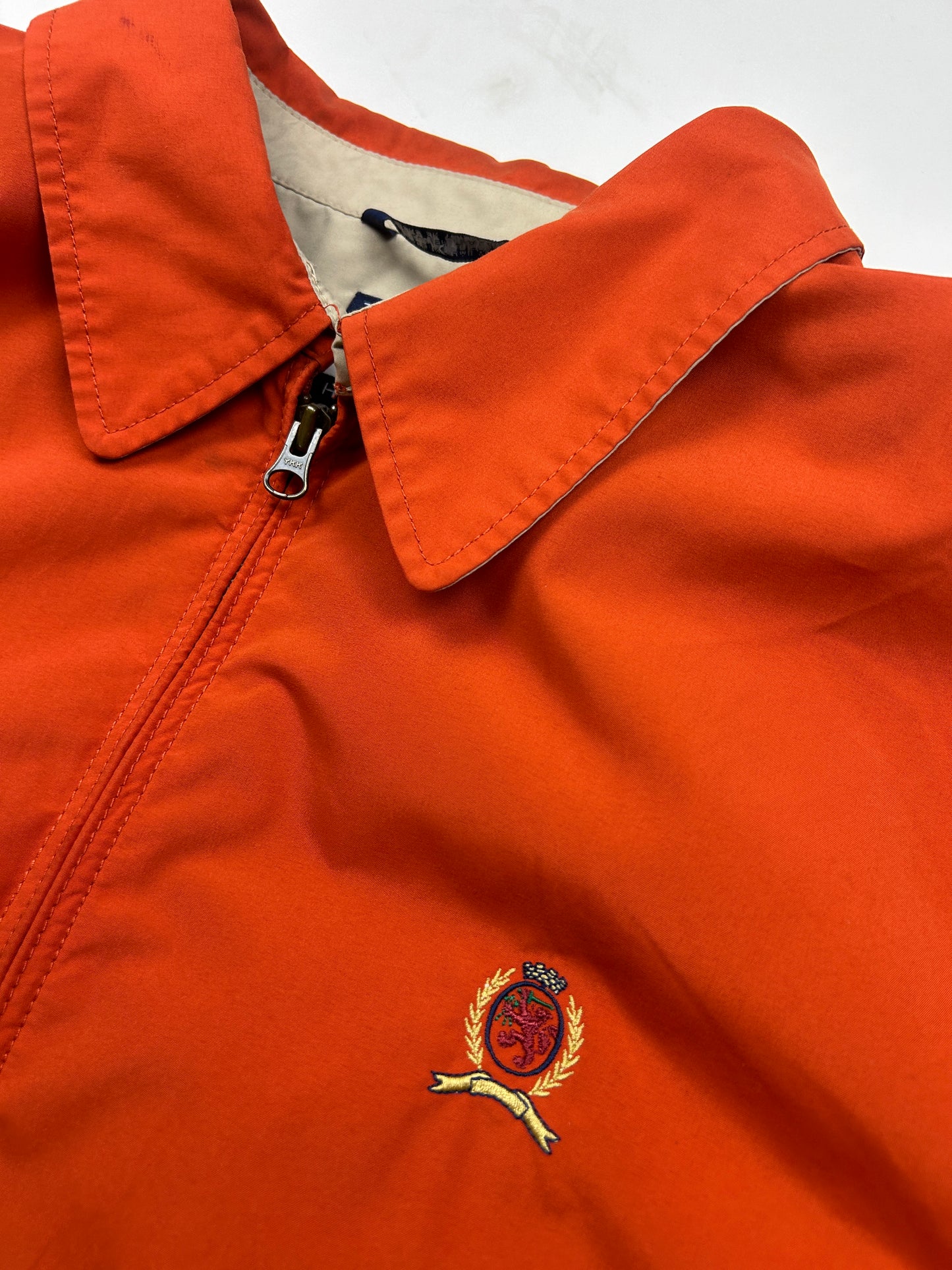 Vintage Tommy Hilfiger Embroidered Crest Fleece Lined Harrington Jacket Size XL