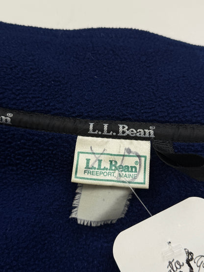 Vintage LL Bean Embroidered Spell Out Full Zip Fleece Sweater Size XXL Navy Blue