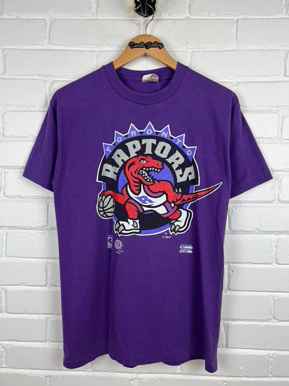 Vintage 1994 Toronto Raptors Big Logo Graphic NBA T Shirt Size M 90s Purple