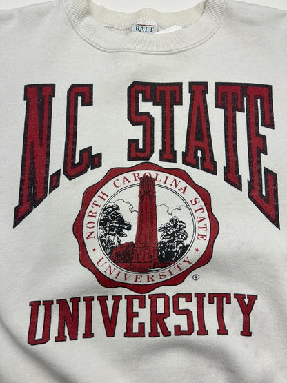 Vintage 90s NC State University Wolf Pack Collegiate Crest Graphic Sweatshirt Size M