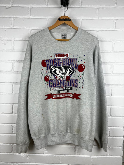 Vintage 1994 Wisconsin Badgers Rose Bowl Champs Football NCAA Sweatshirt Size XXL 90s