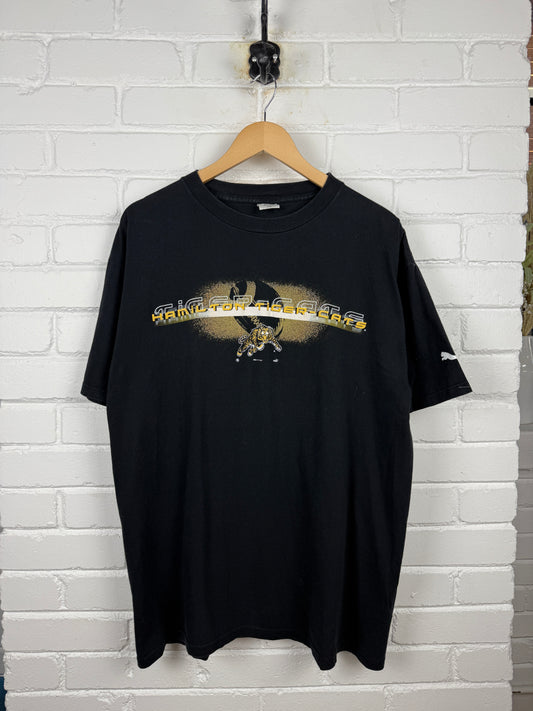 Vintage 2002 Hamilton Tiger Cats Spell Out Graphic Puma T Shirt Size L