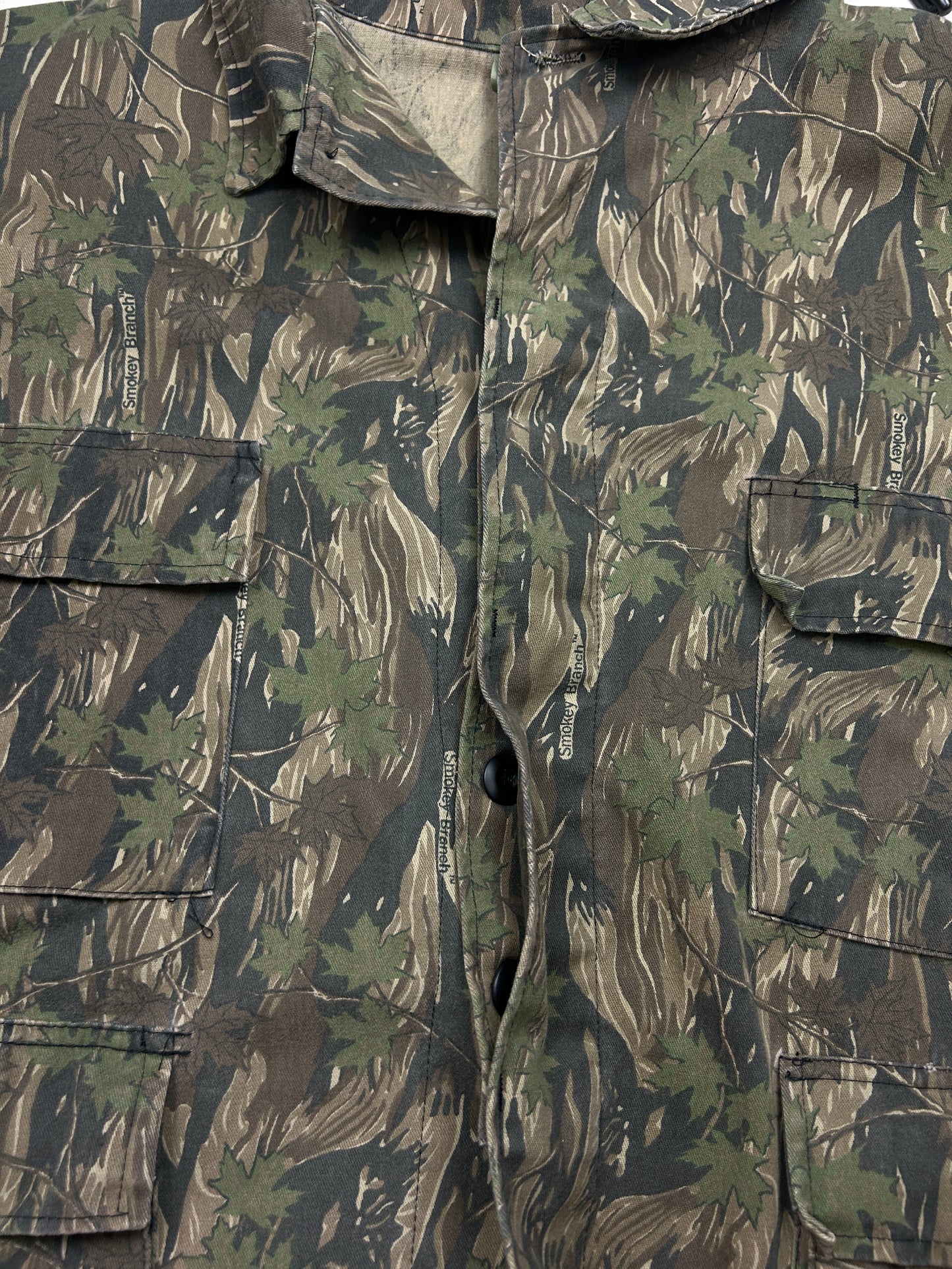 Vintage Smokey Branch Camo Hunting Button Up Light Overcoat Jacket Size XXXL