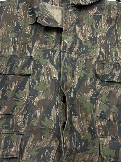Vintage Smokey Branch Camo Hunting Button Up Light Overcoat Jacket Size XXXL