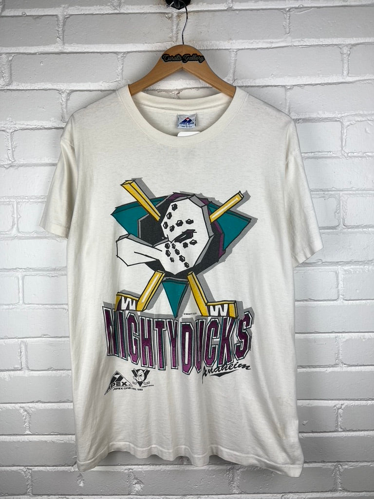 Vintage 1993 Anaheim Mighty Ducks Animated Logo NHL Apex One T Shirt Size L 90s
