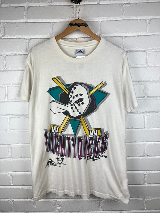 Vintage 1993 Anaheim Mighty Ducks Animated Logo NHL Apex One T Shirt Size L 90s