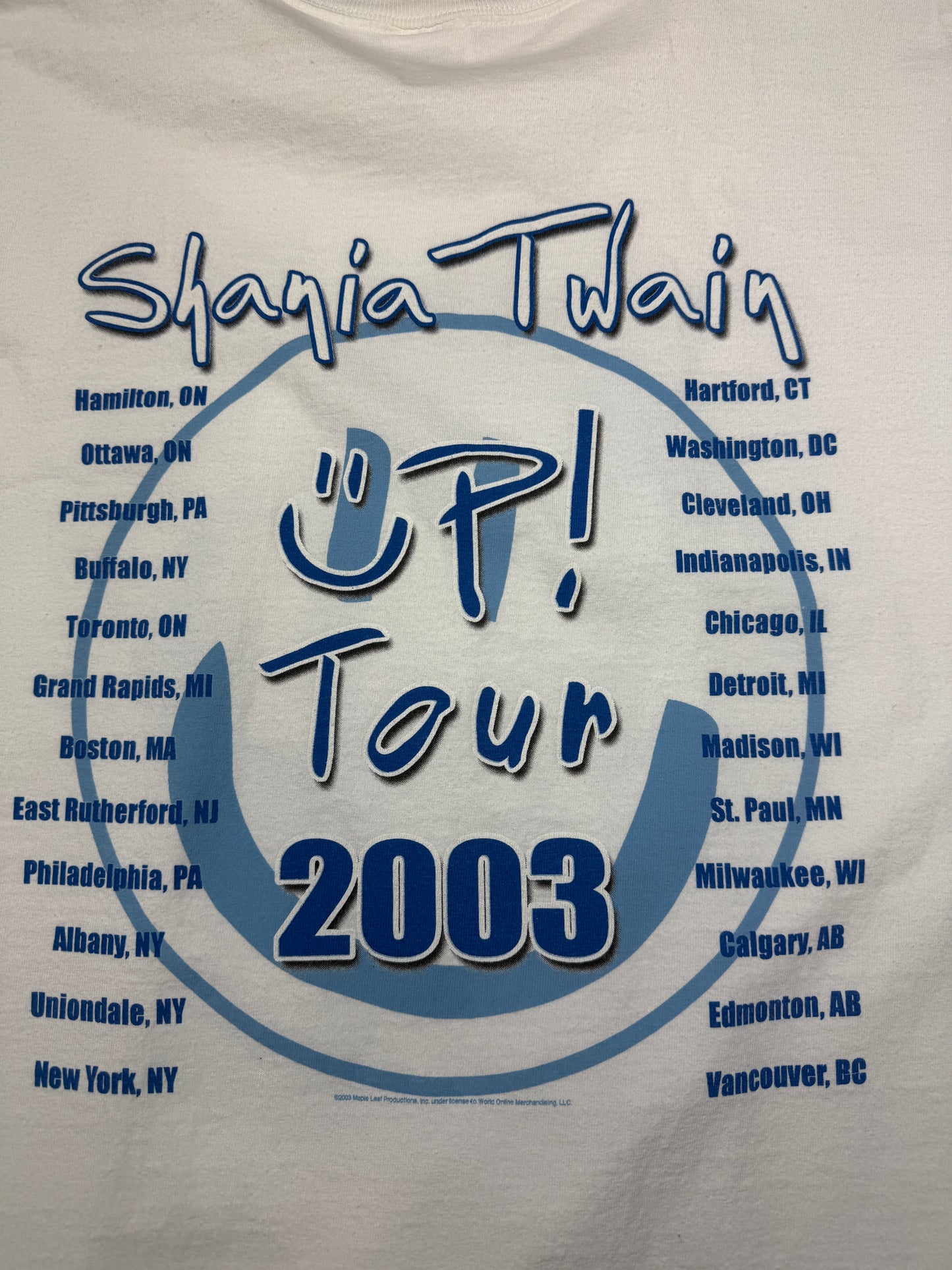 Vintage Y2K 2003 Shania Twain Up Tour Country Music T Shirt Size L