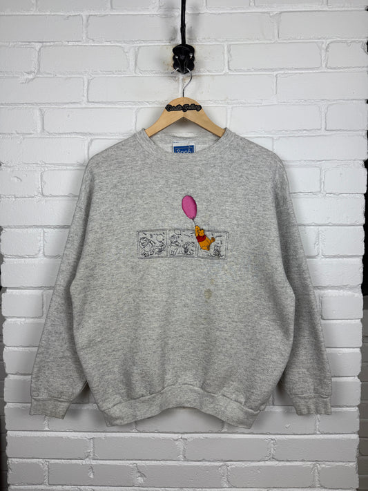 Vintage 90s Winnie The Poo Disney Embroidered Graphic Piglet Crewneck Sweatshirt Size L