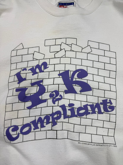 Vintage Im Y2K Compliant Puff Print Graphic Crewneck Sweatshirt Size XL
