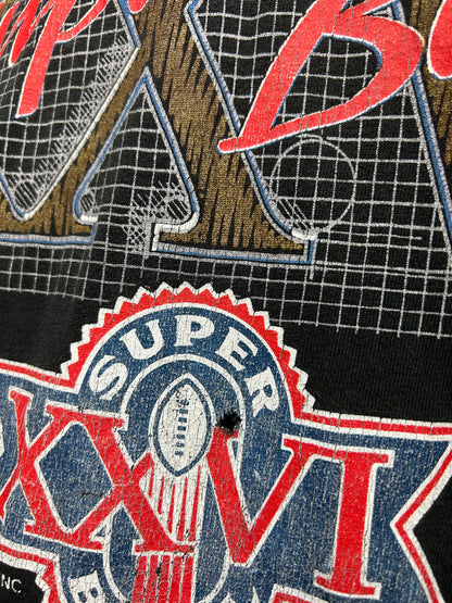 Vintage 1992 Super Bowl XXVI NFL Football Logo Graphic T Shirt Size L 90s