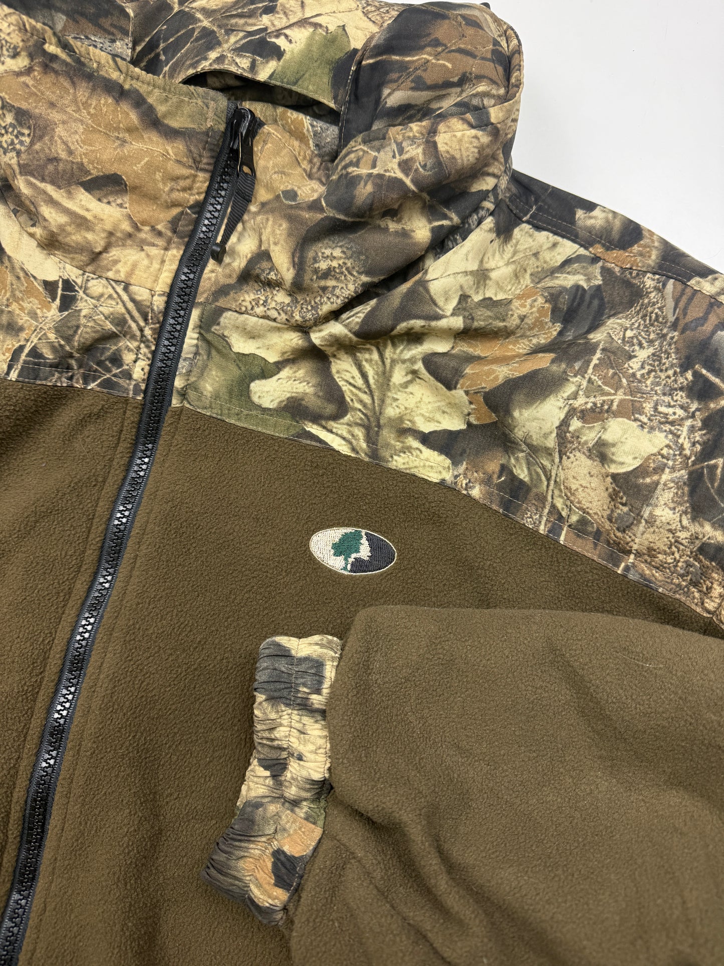 Vintage Mossy Oak Break Up Tree Camo Nylon Fleece Reversible Convertible Vest Jacket Size XXL