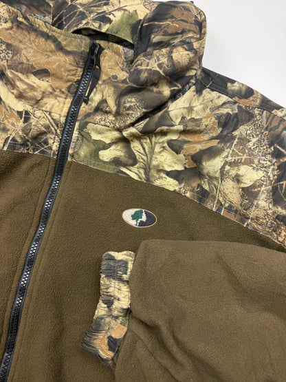 Vintage Mossy Oak Break Up Tree Camo Nylon Fleece Reversible Convertible Vest Jacket Size XXL