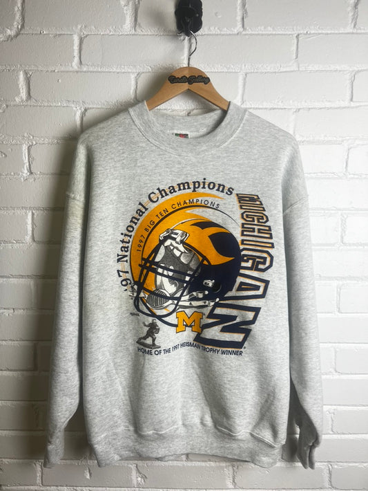 Vintage 1997 Michigan Wolverines Big 10 Champs Heisman Trophy Winner Sweatshirt Size L 90s